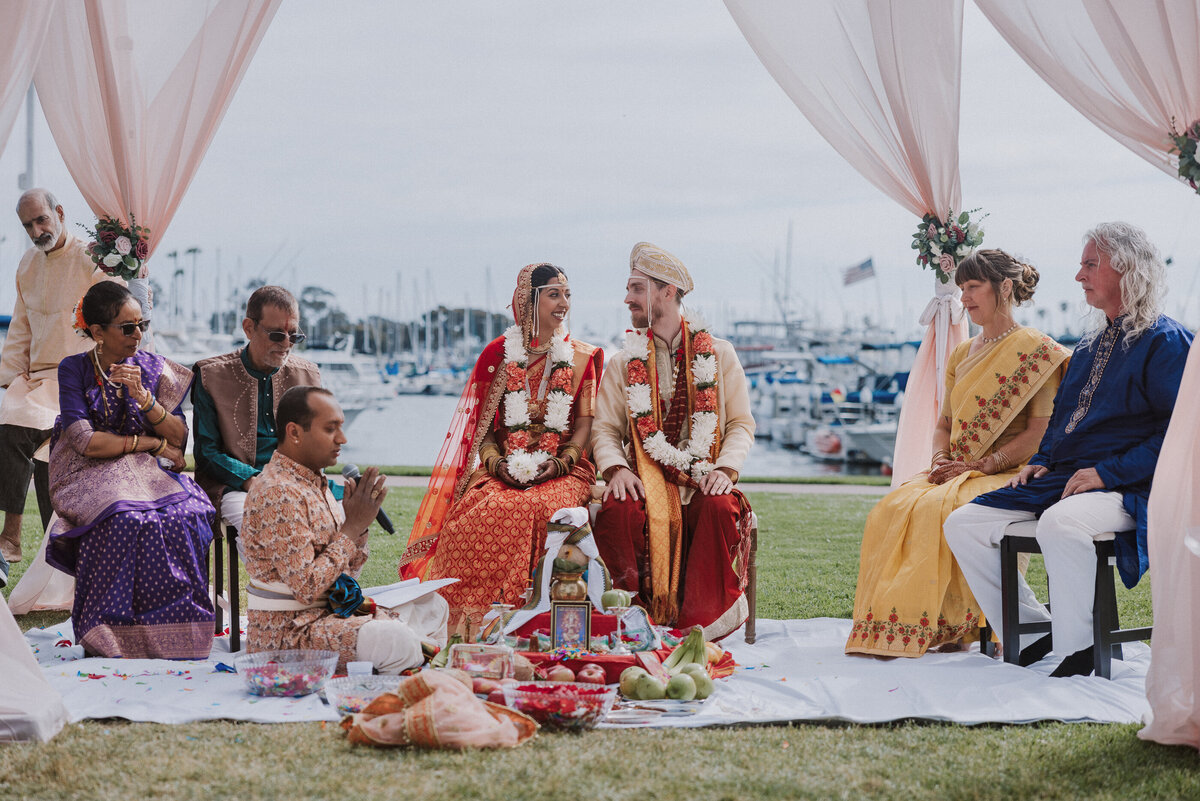 south asian american wedding in california red