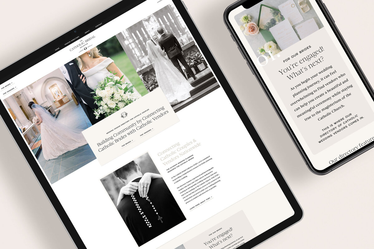 a mockup showing a timeless website design for a wedding planner