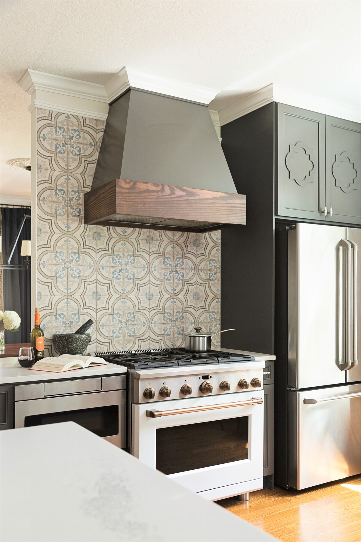 Ash Grey Kitchen Cabinets + Cooking Range