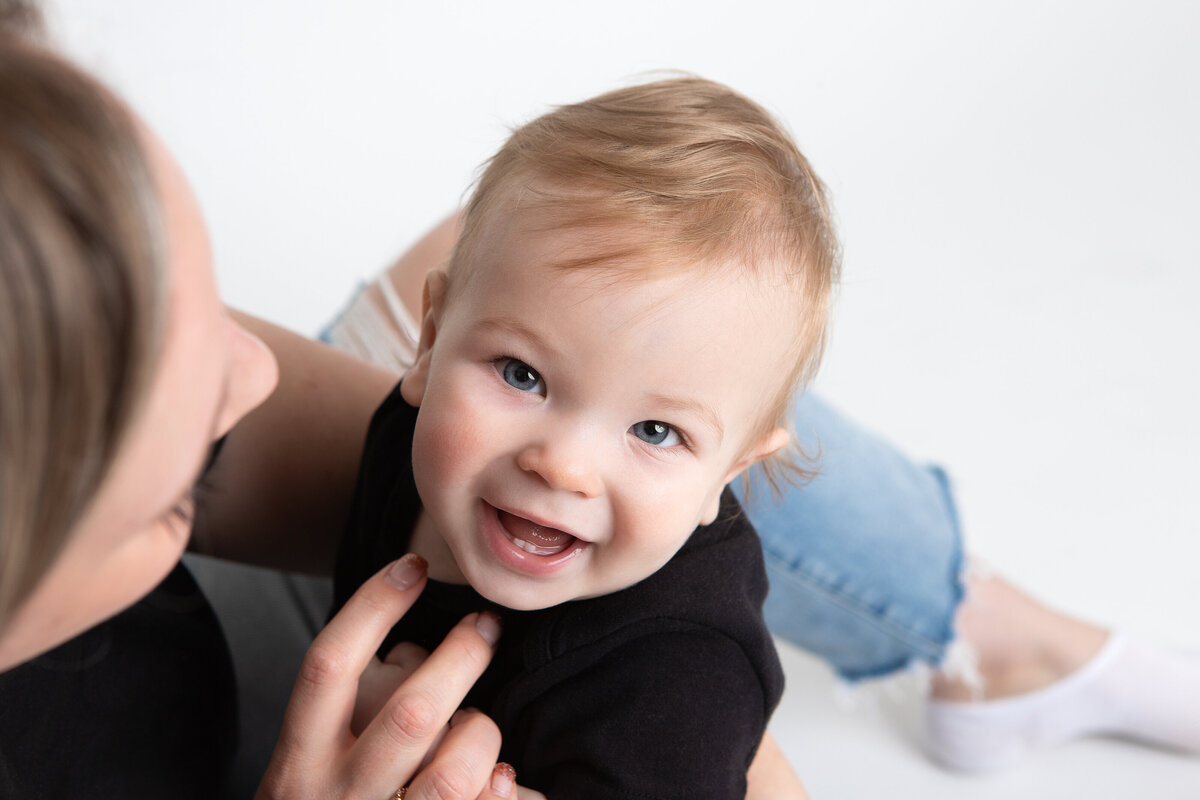 Mommy and me on white backdrop