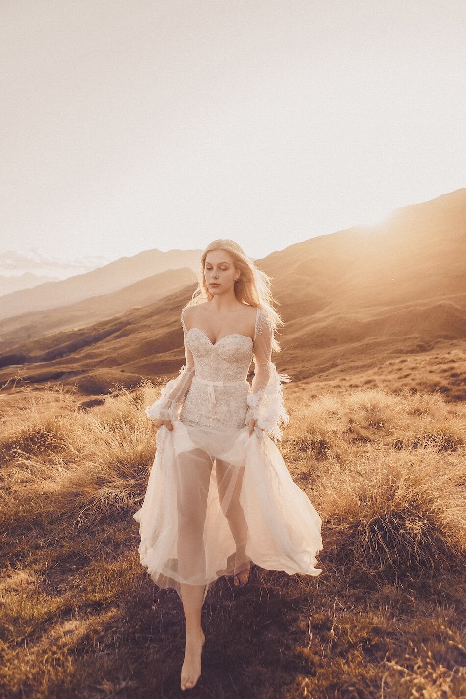 Luxury Editorial Photoshoot, Queenstown. Inbal Dror couture dress.