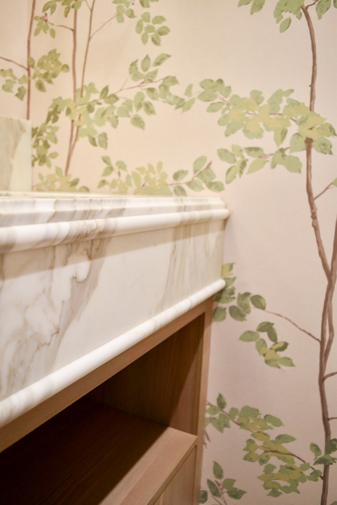 detail of marble vanity top in ranger crescent renovation