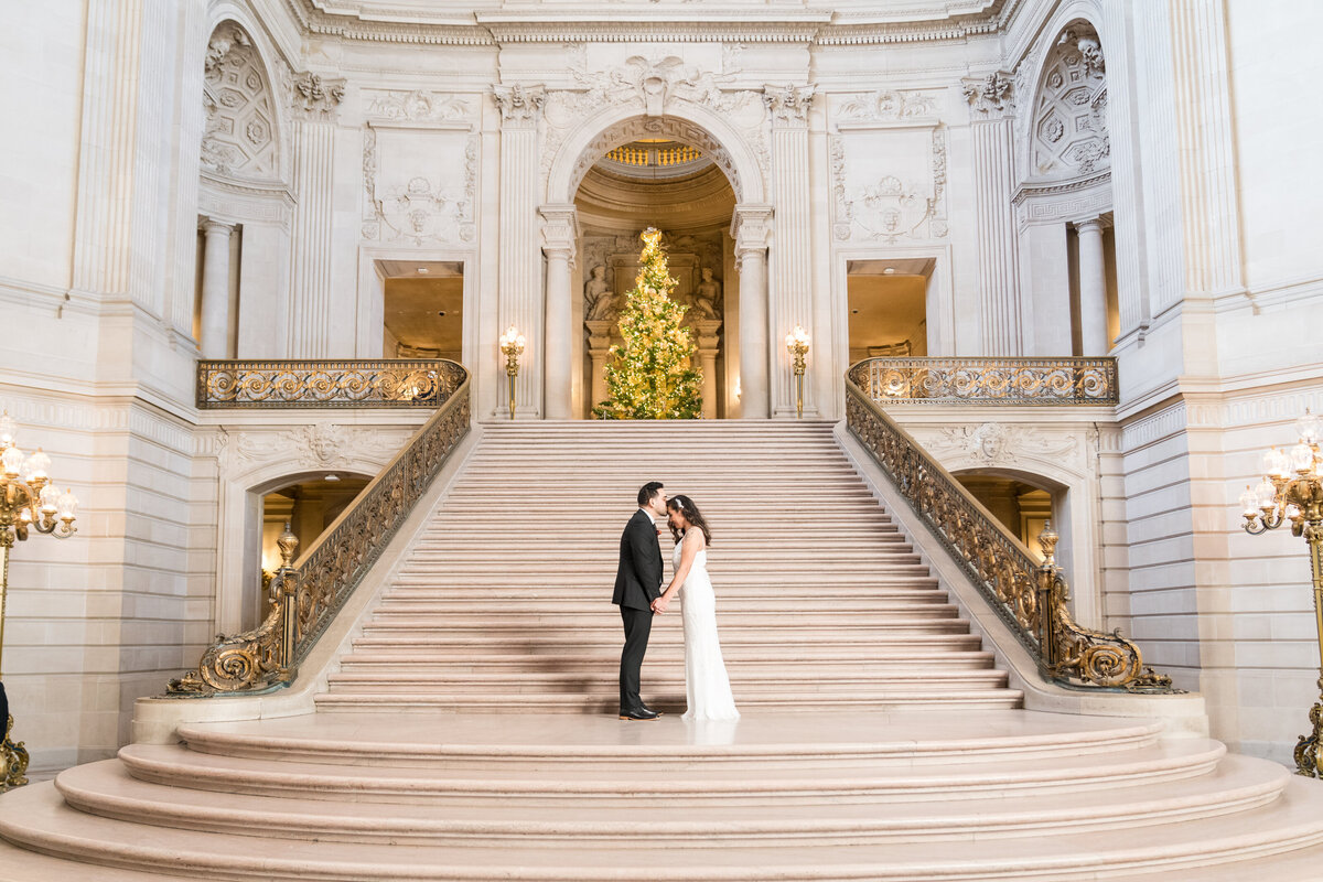 bride and groom SF City Hall wedding