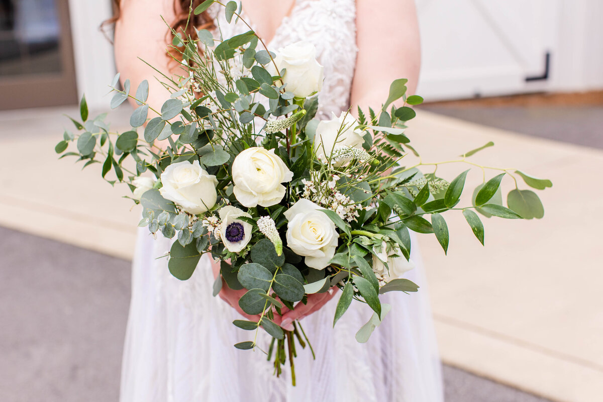 white and greenery bouquet