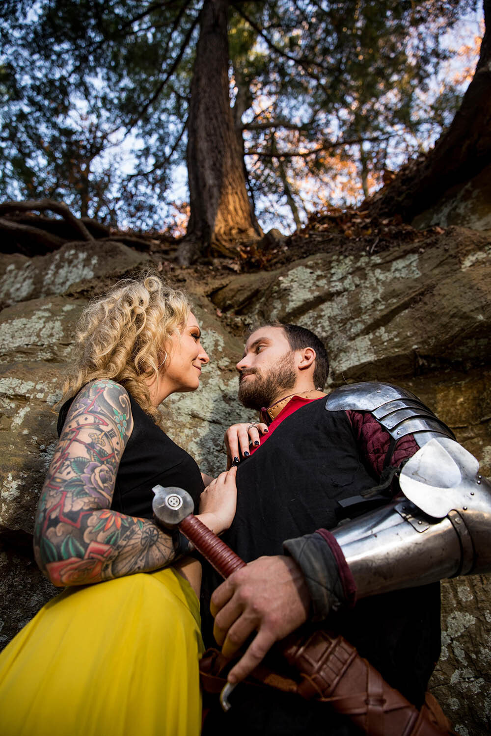 Haley-Andrew_Fall Engagement Session_Grand Ledges Park_Knight in Shining Armor 2