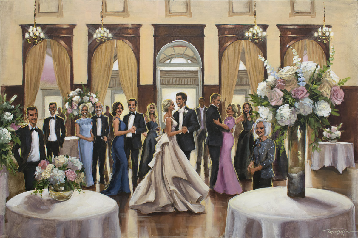 live wedding painting of wedding at the City Club of Baton Rouge