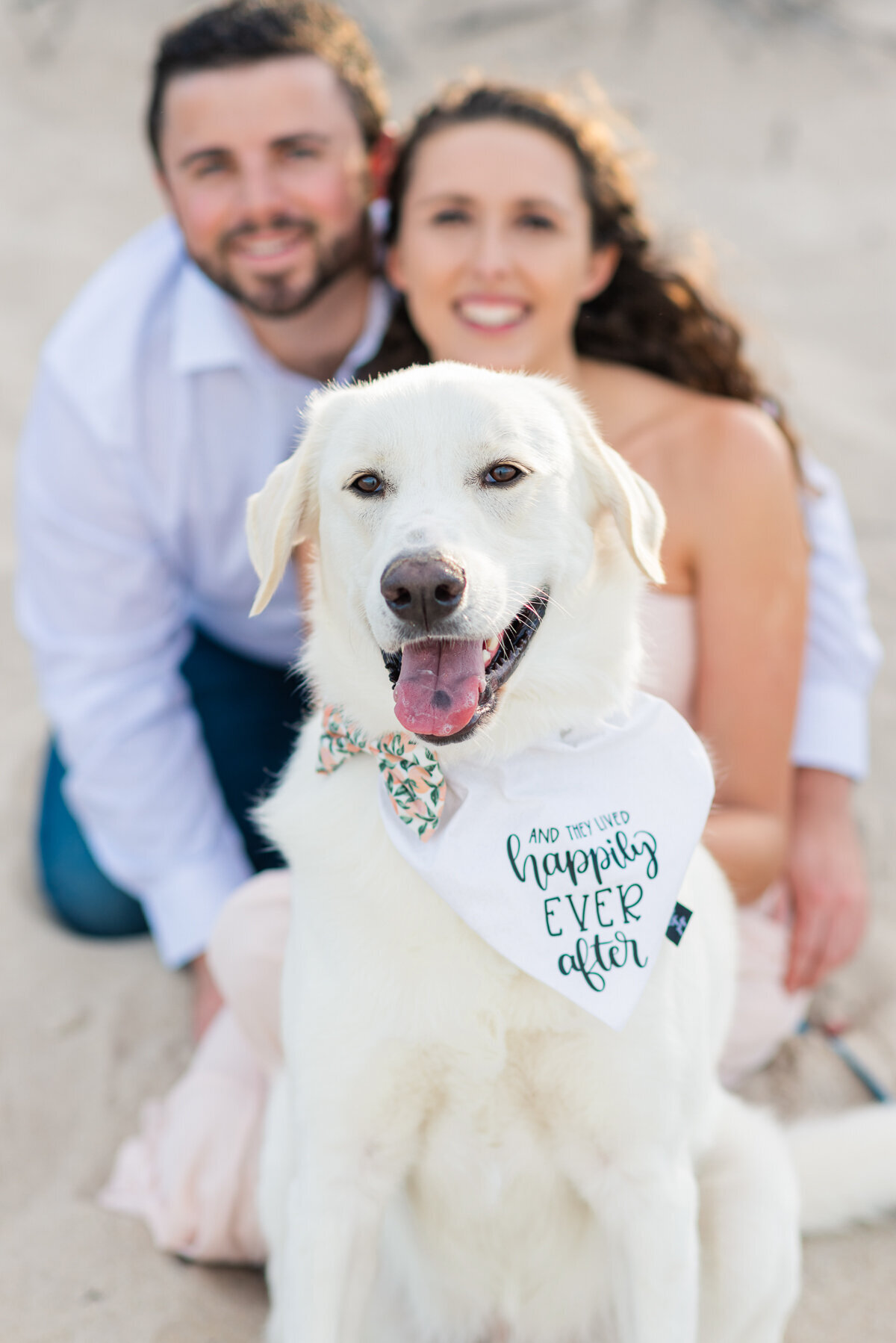 Erica & Ryan Sebastian Inlet Engagement Dog Photo | Lisa Marshall Photography