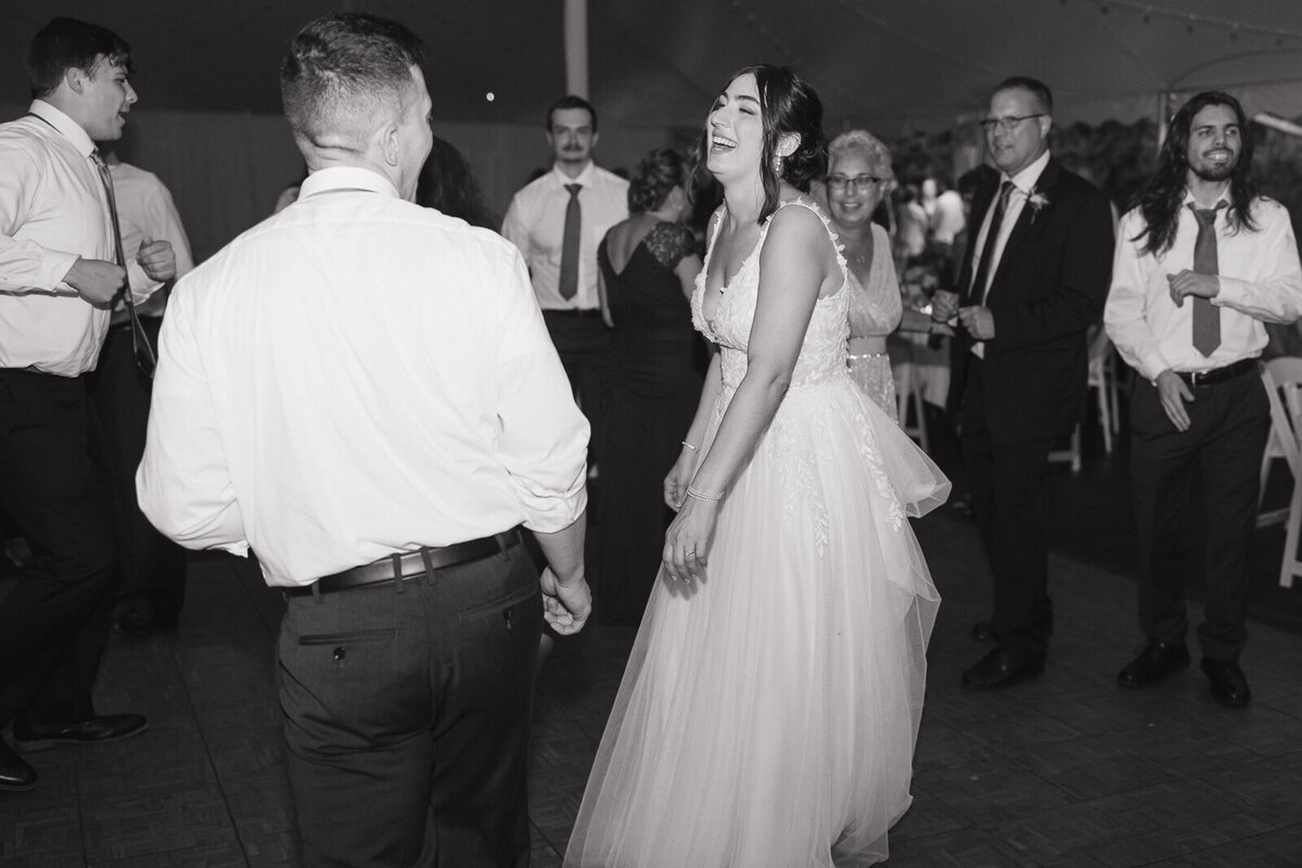 wedding couple dances at wedding reception
