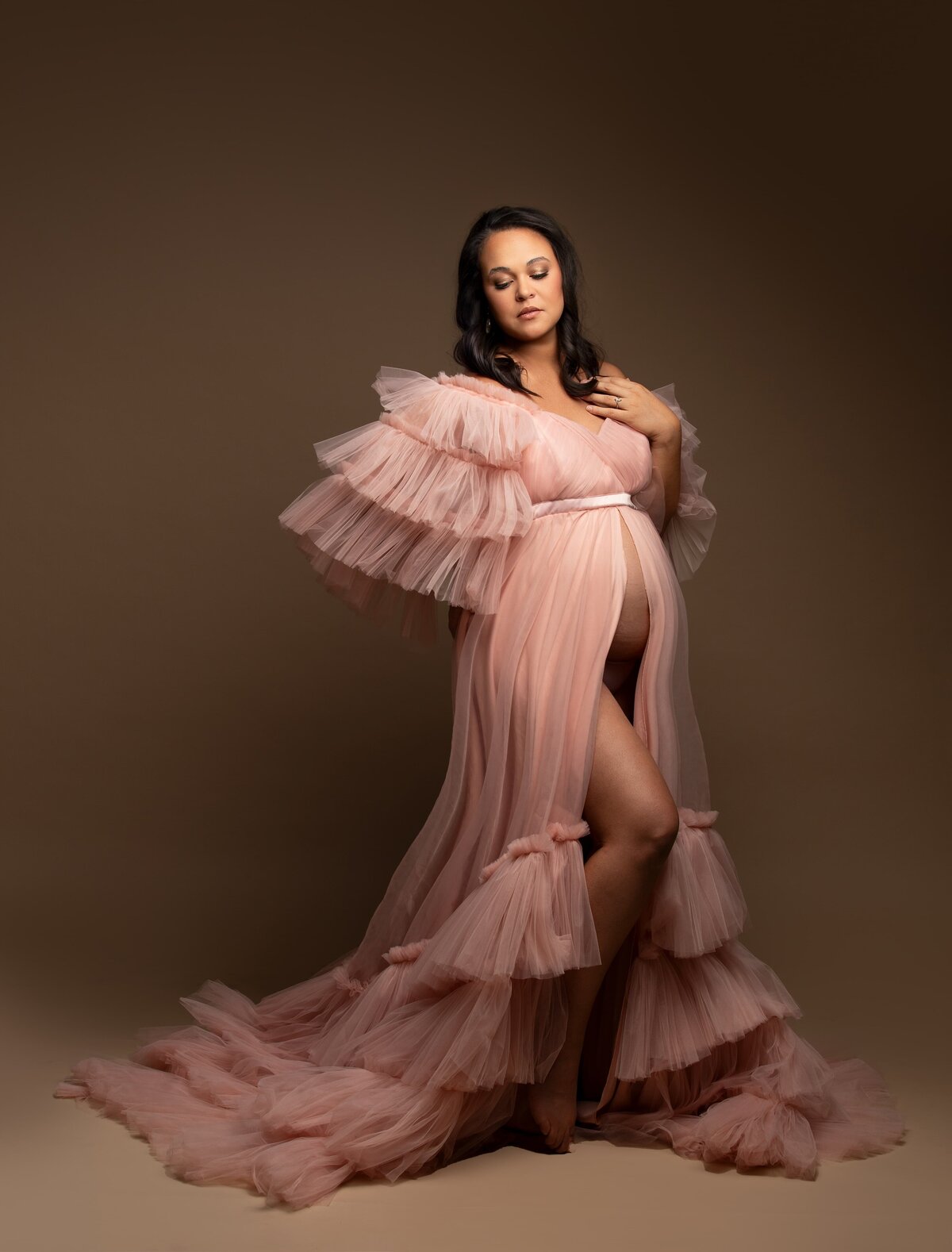 Maternity pictures in pink gown Chandler Arizona