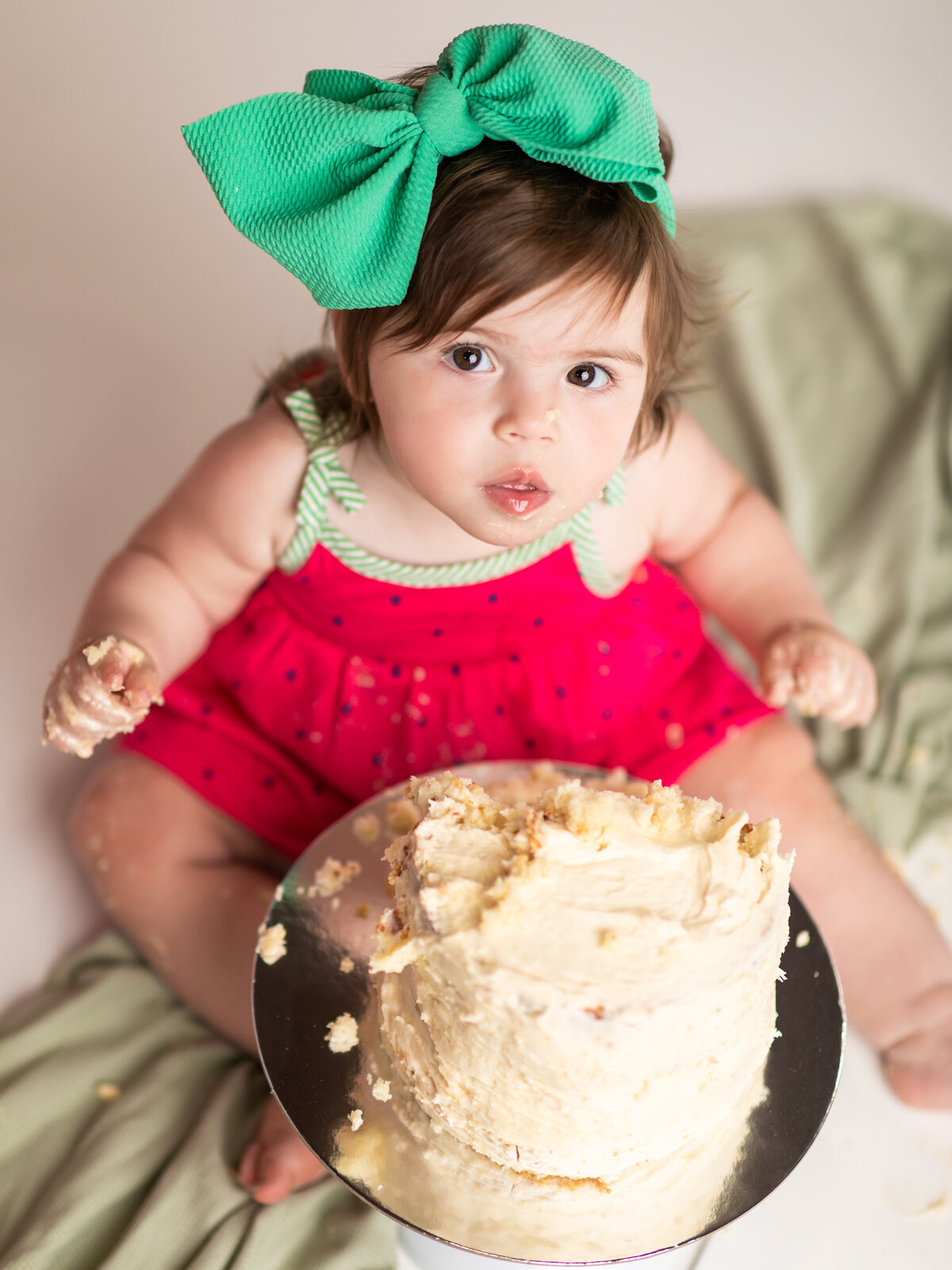 watermelon theme cake smash for girl's first birthday