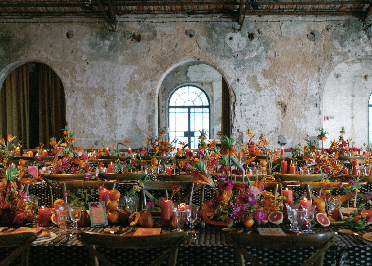Nigerian Wedding Welcome Party dinner setup at La Distillerie Lisboa, Portugal by Sofia Nascimento Studios