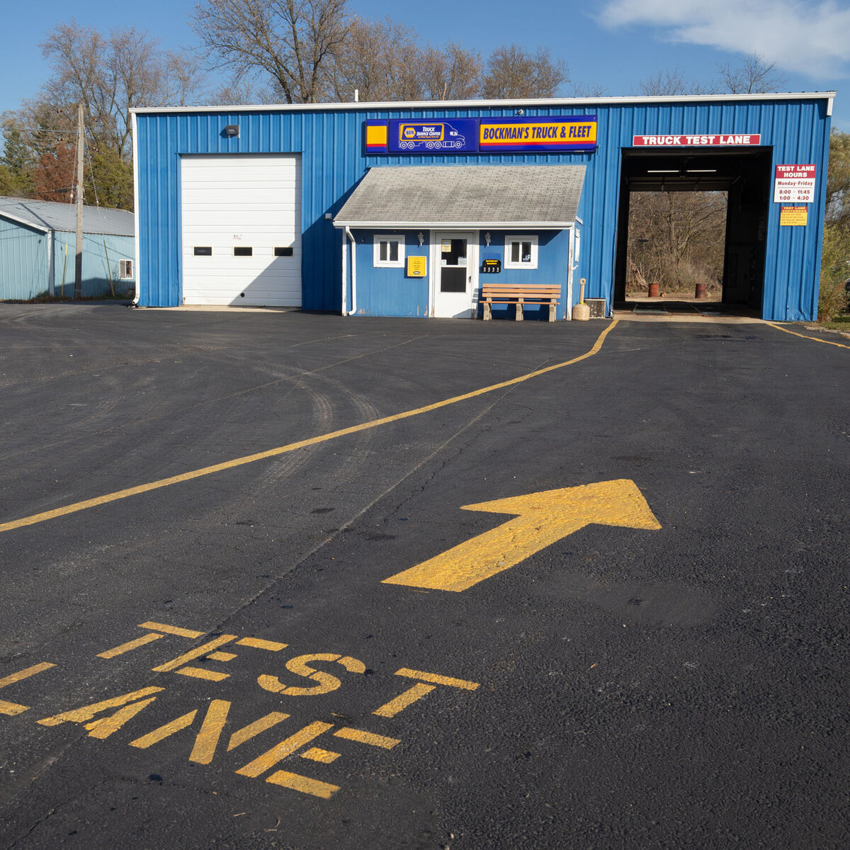 A test lane with an arrow pointing to the right