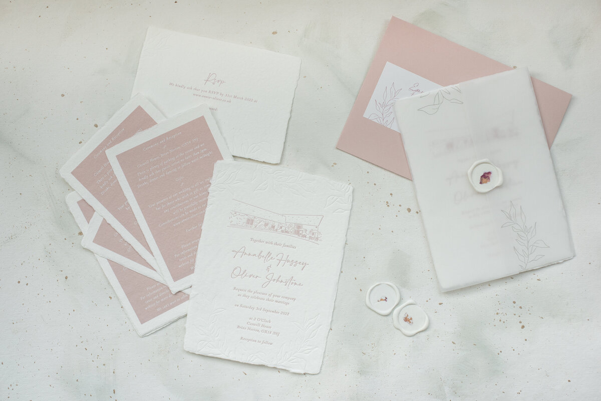 white-olive-design-studio-bespoke-wedding-invitation-blush-letterpress-handmade-paper-torn-edge-confetti-wax-seal-1