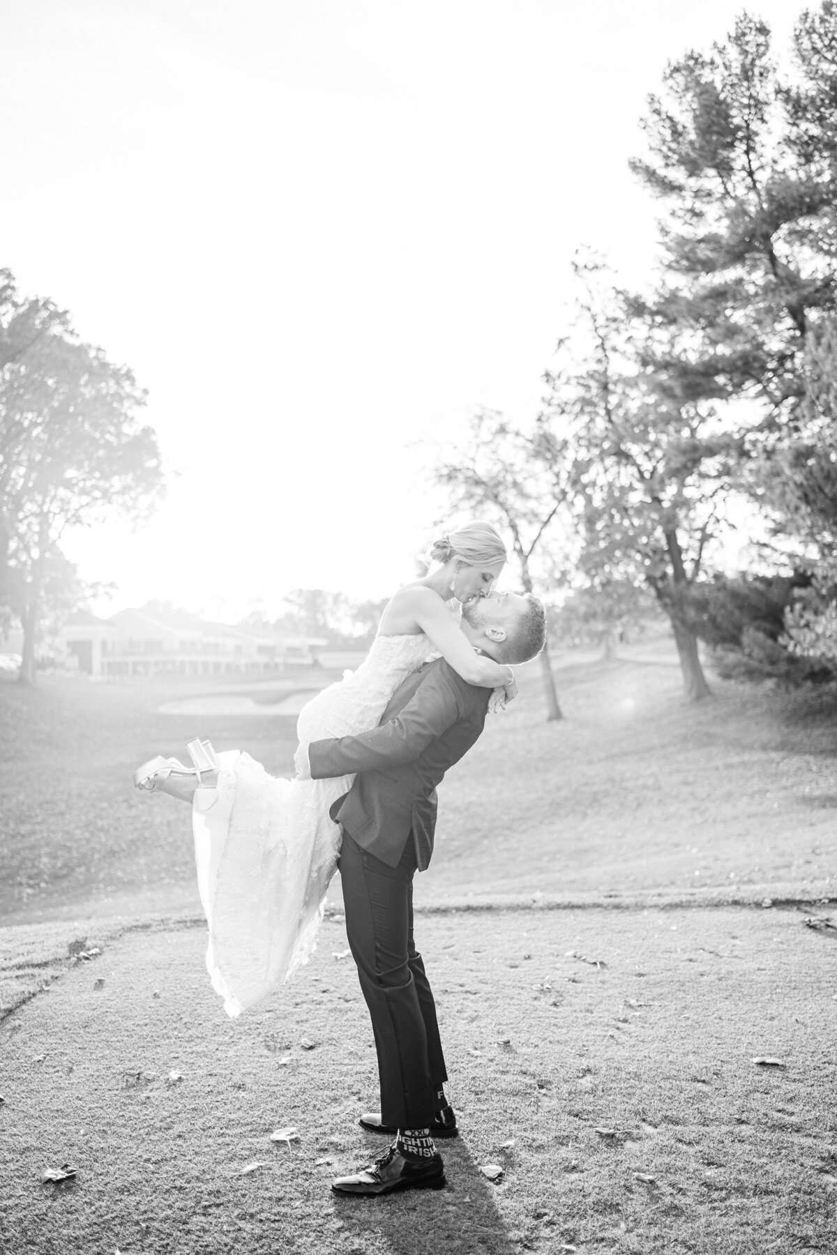Bride and Groom portraits at Morris Park Country Club in South Bend, Indiana