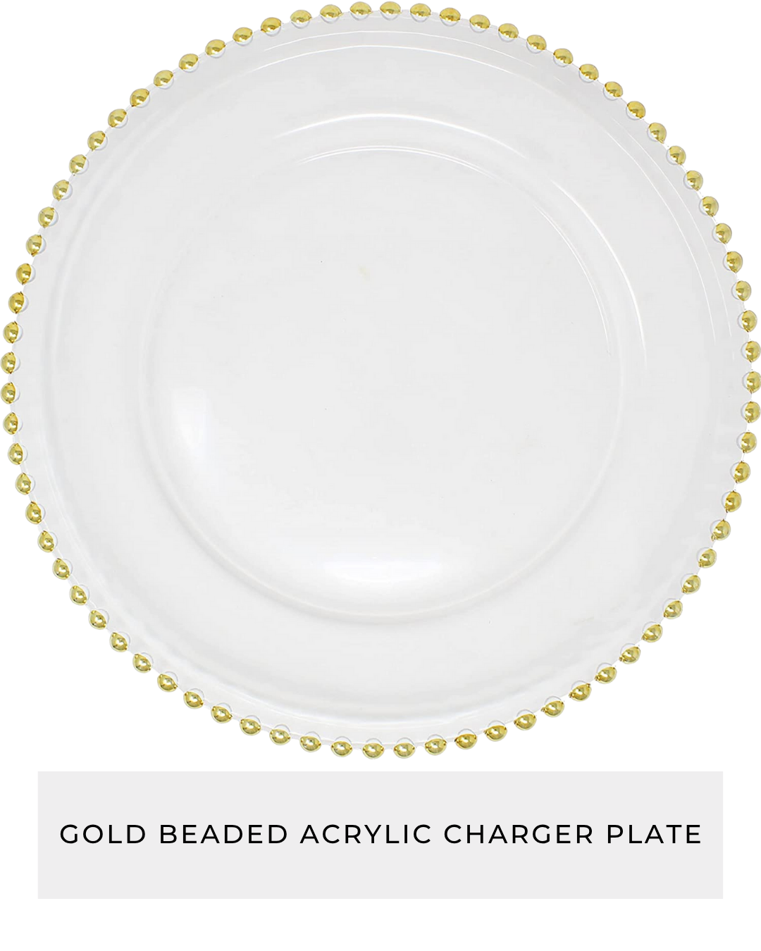 Gold Beaded Acrylic Charger Plate