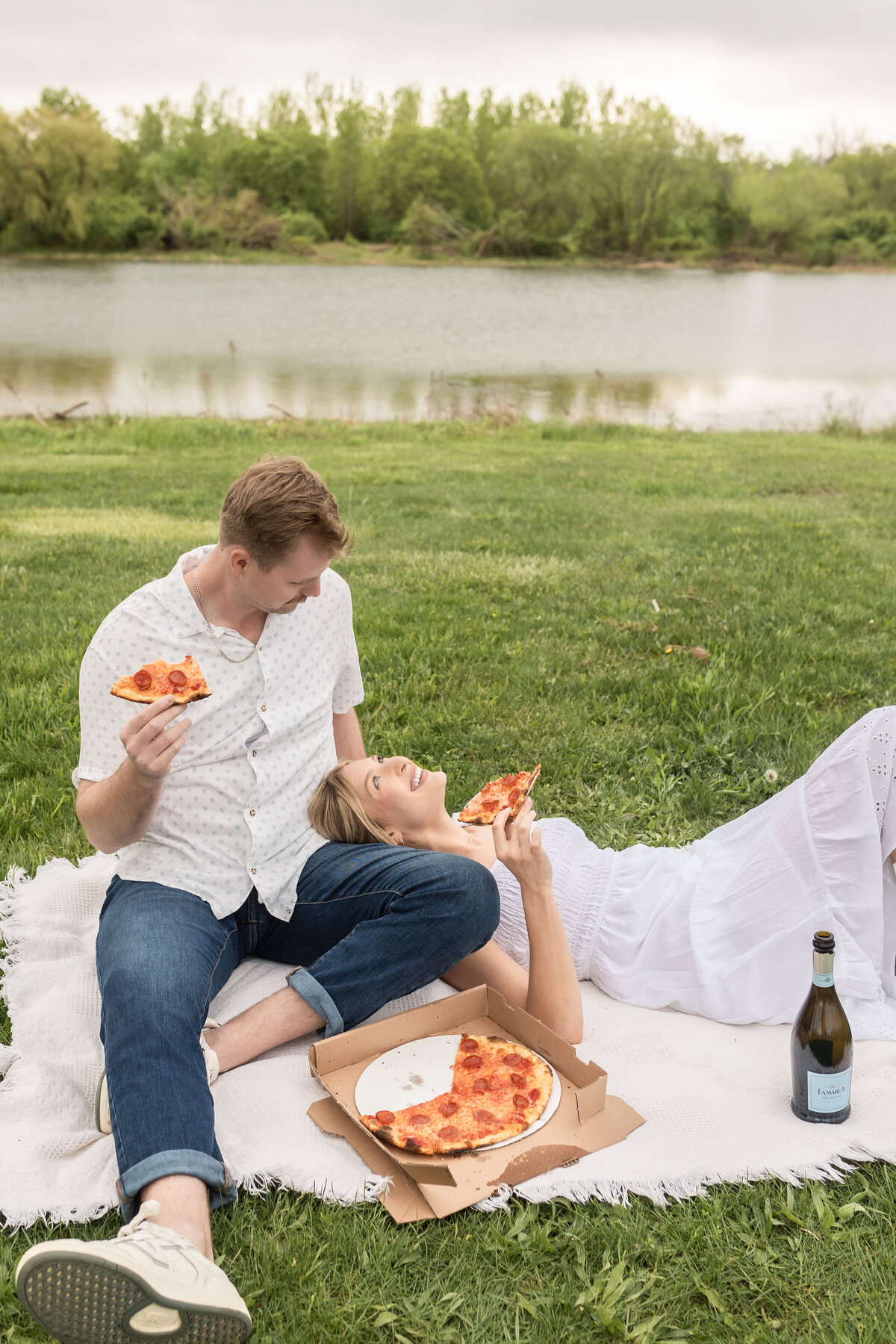 Pizza Picnic Engagement session Belle Isle Detroit MI