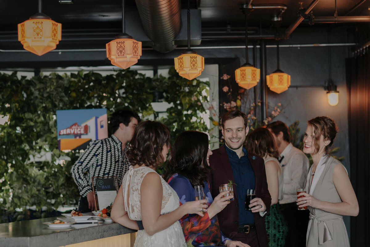 Gusts talking to each other at The Evergreen Events Space at Portland, Oregon