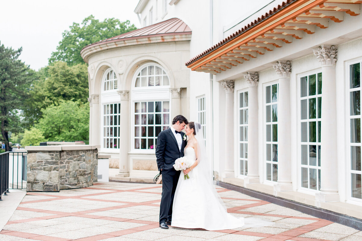 Bride and groom at Congressional Country Club on iconic Washington DC Wedding day