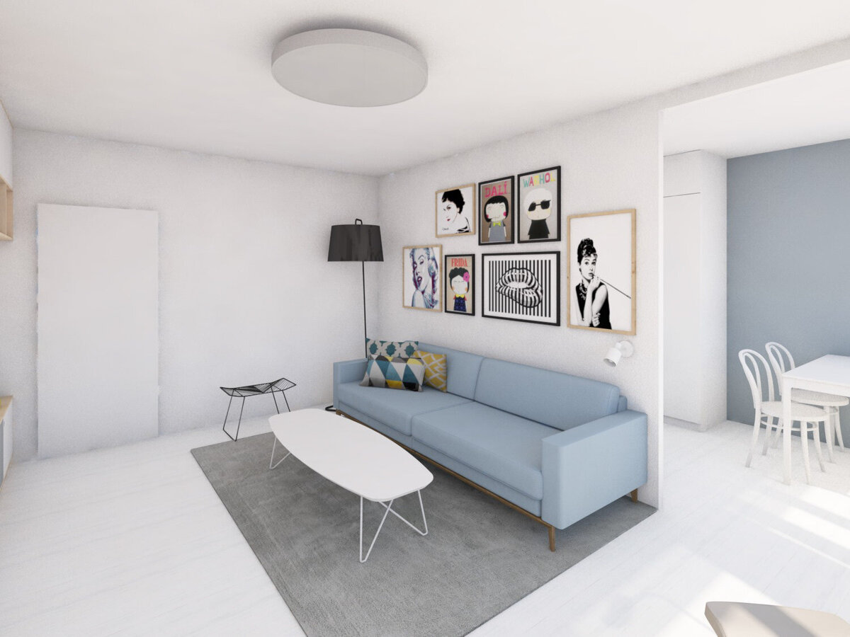 návrh interiéru panelový byt obývák