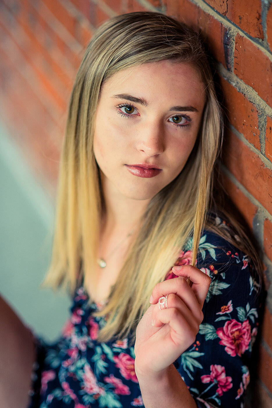 senior girl looking at camera