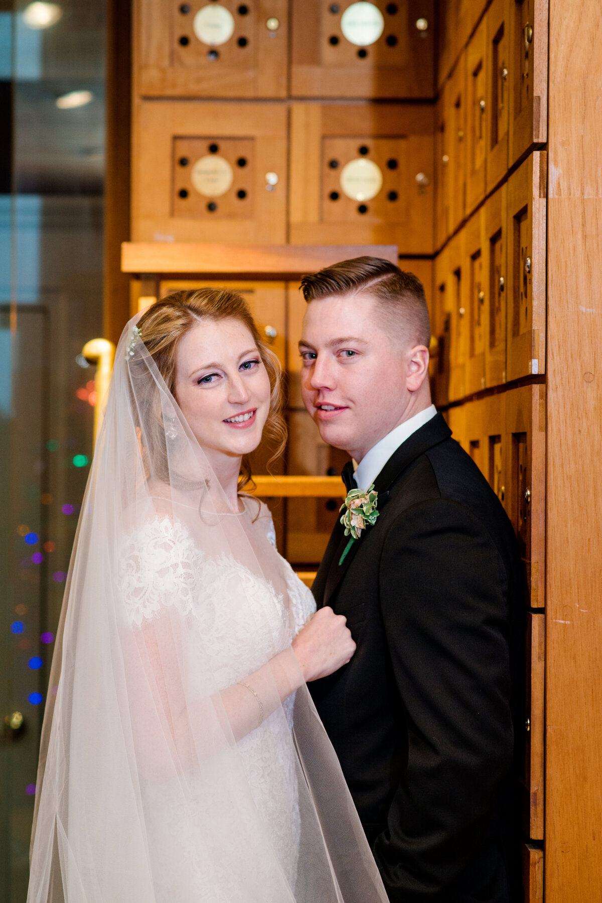 photo of bride and groom indoors from wedding reception at The Carltun