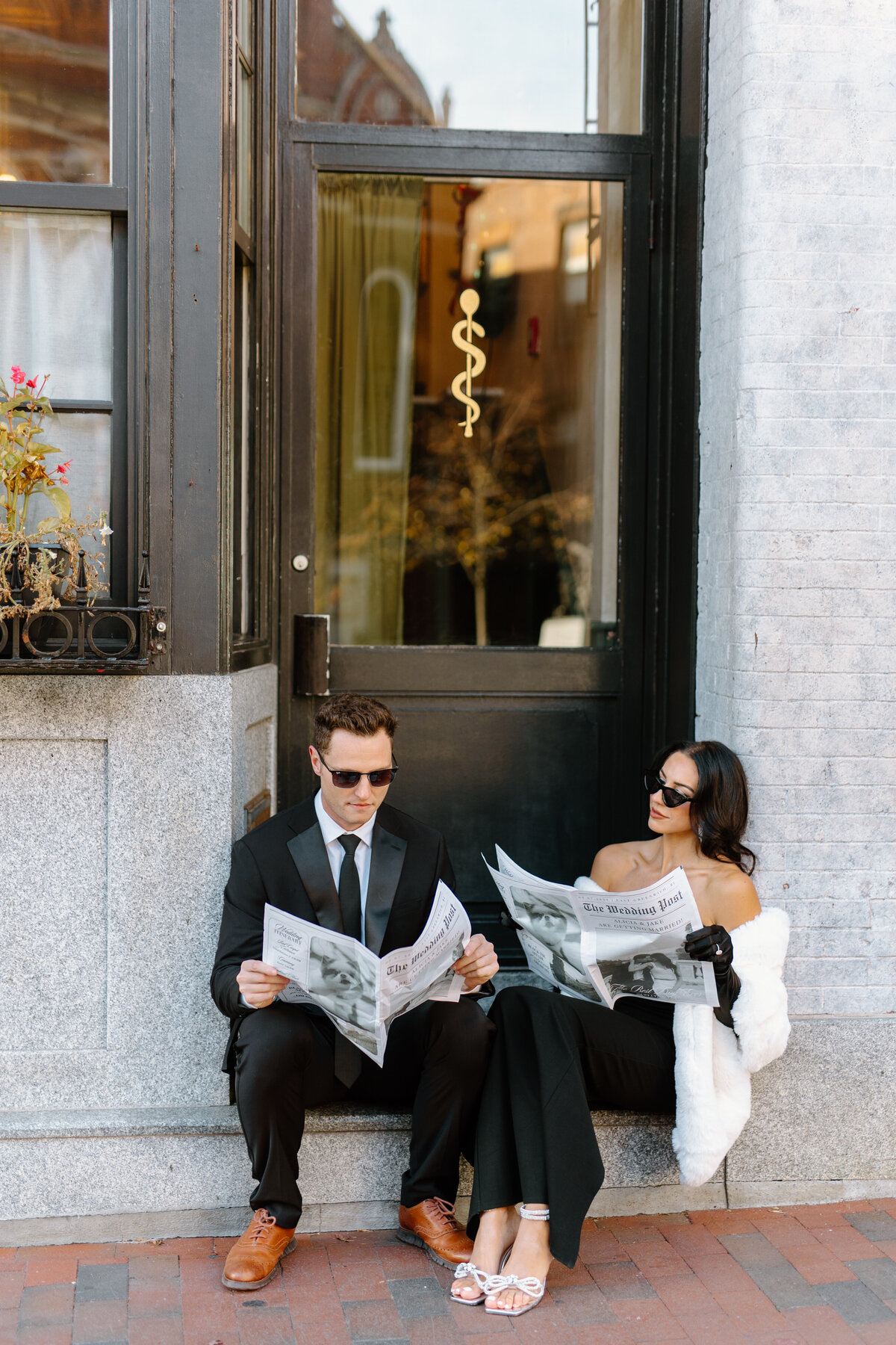 boston engagement session caprio with newspapers