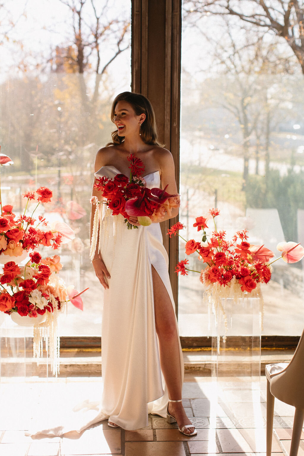 red wedding flowers