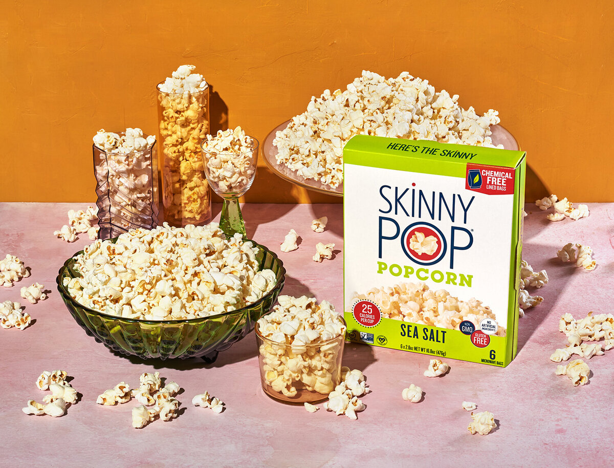 skinnypop popcorn tabletop photoshoot