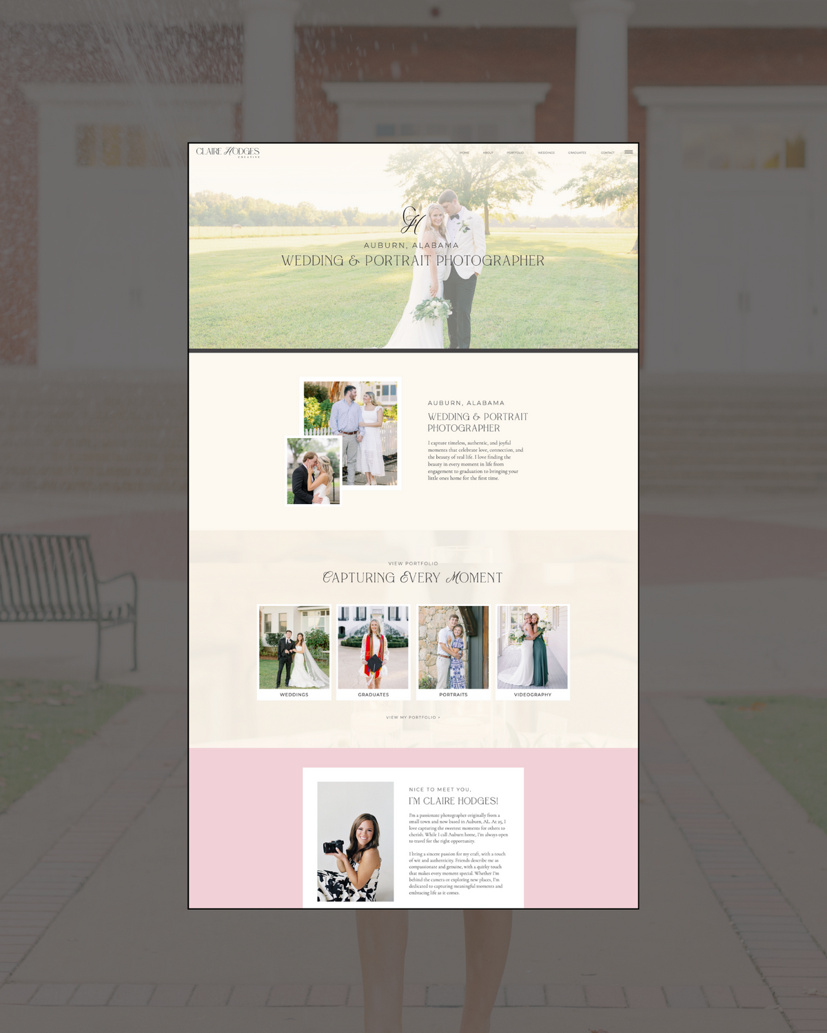 Custom Website Design for Photographer on Grey Background