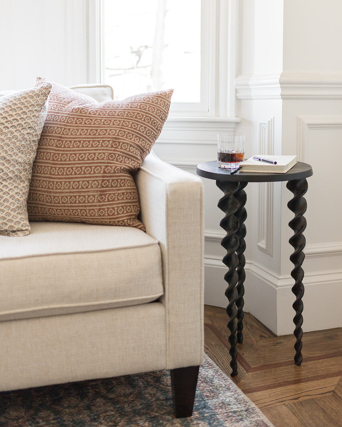 melinda chesson interiors boston white couch and black table