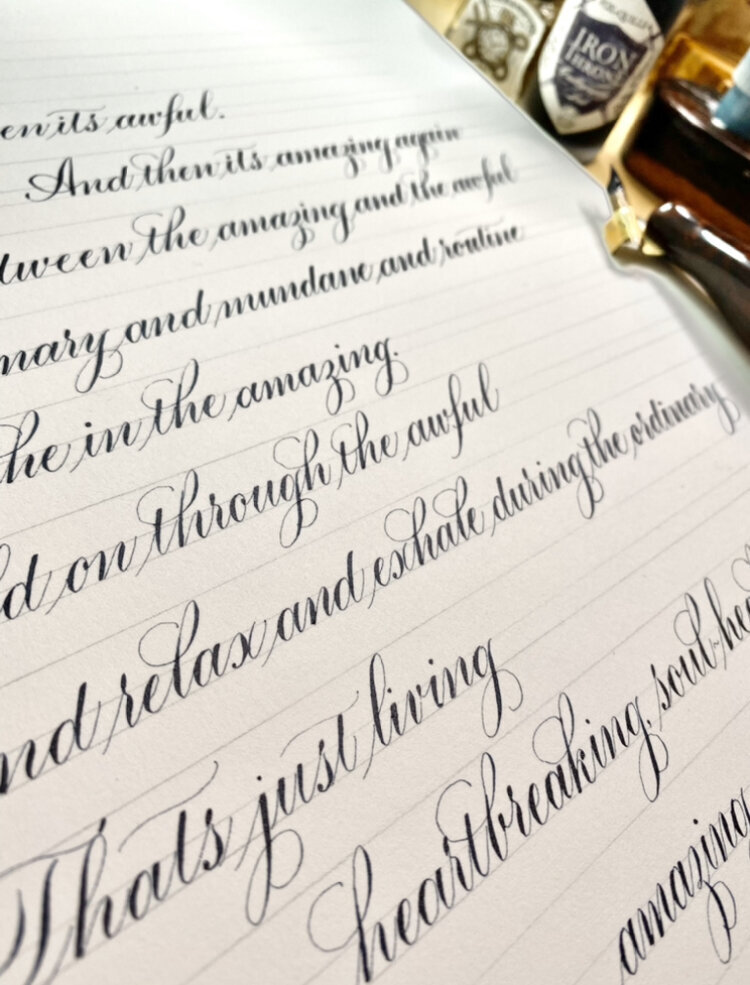 Paper with custom calligraphy