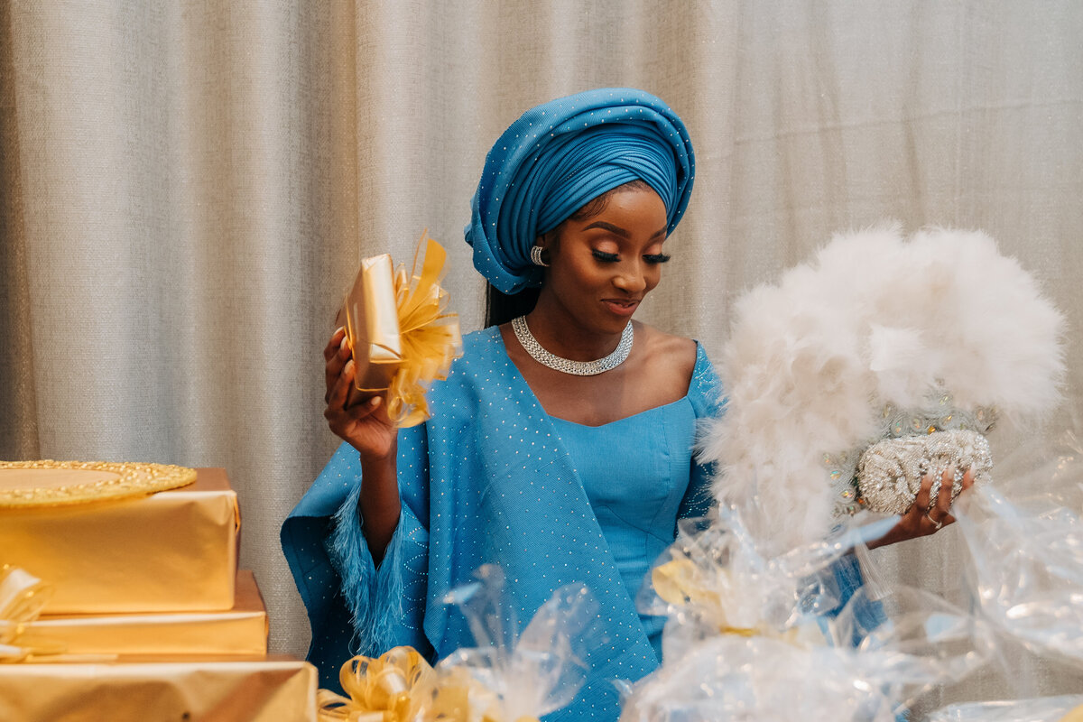 Tolu and Francis Oruka Events Wedding and event planners Toronto canada planner African Nigerian Ghana fusion  asoebi bella baby blue aso oke kente gele85