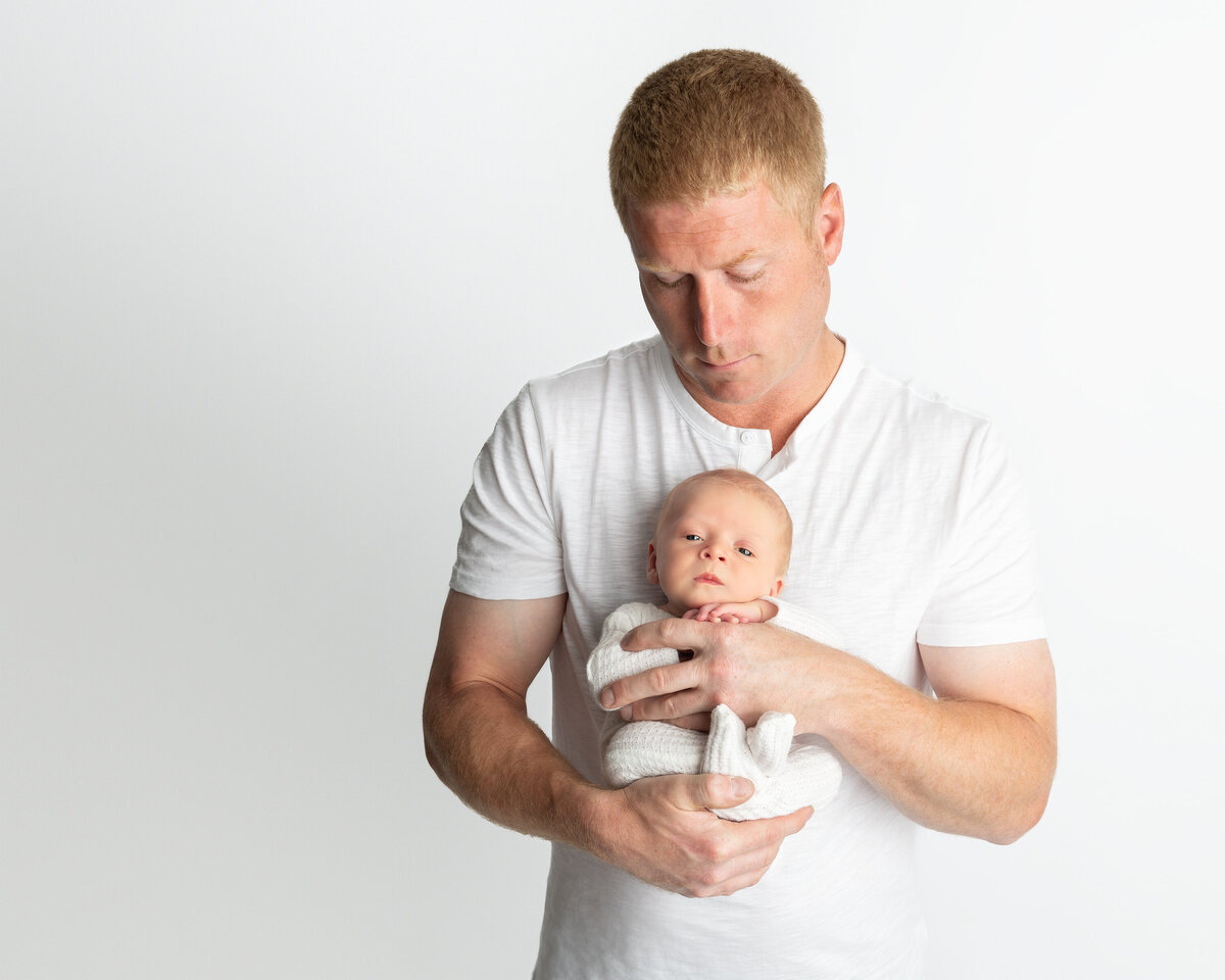 Newborn studio portrait with father and baby boy – Paris, Ontario photographer