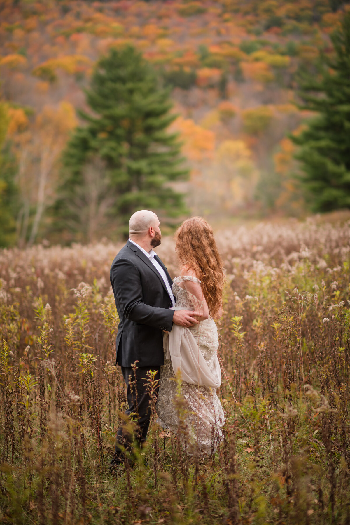 looking out onto their elopement location