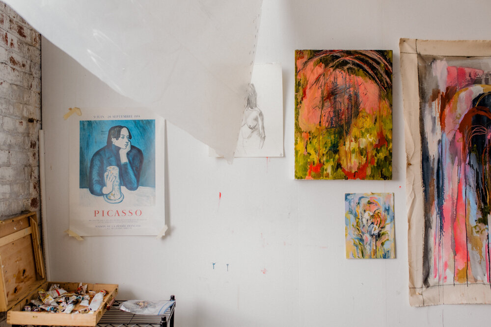 an art studio wall