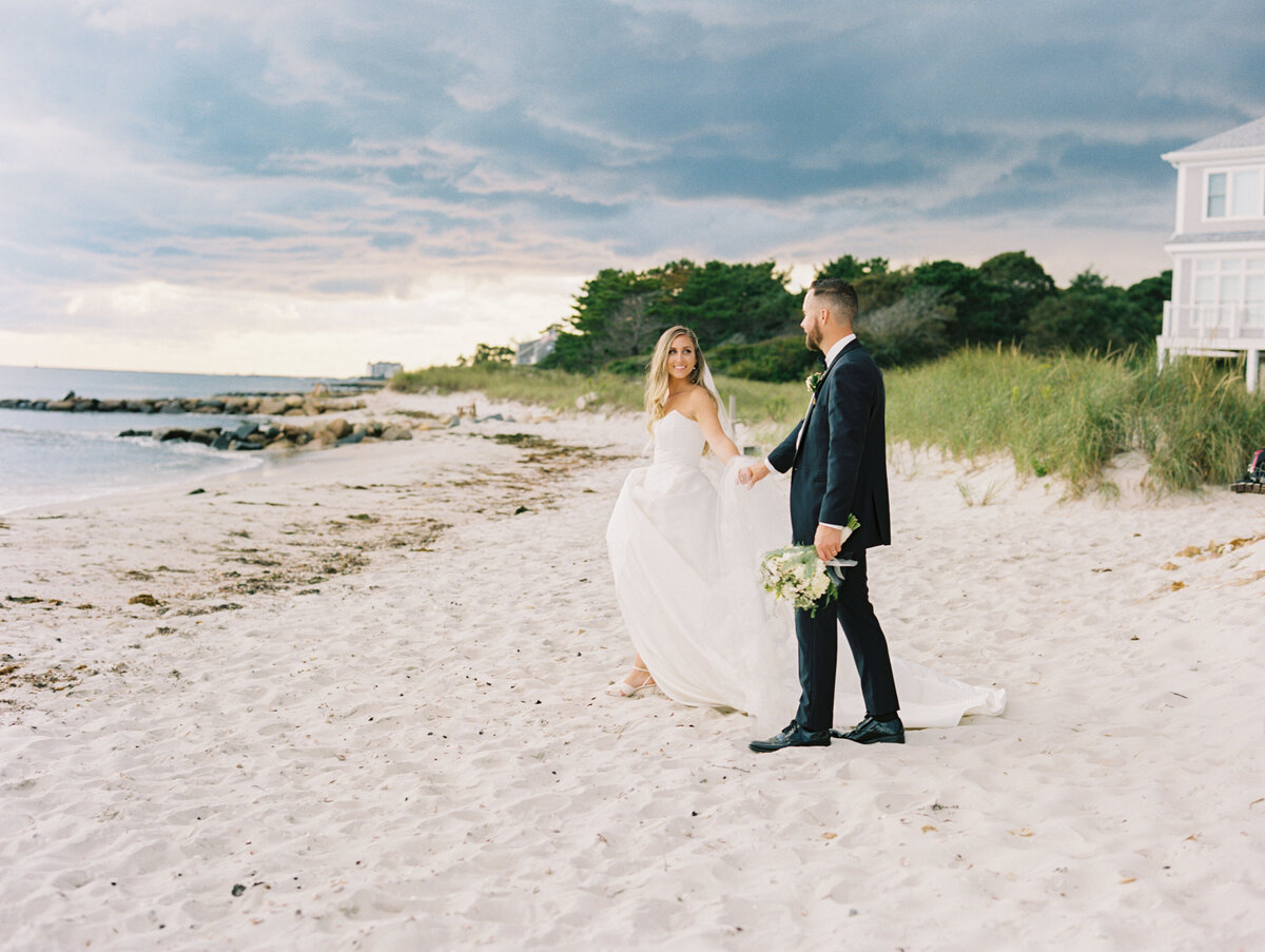 bride and groom wedding portraits at cape cod