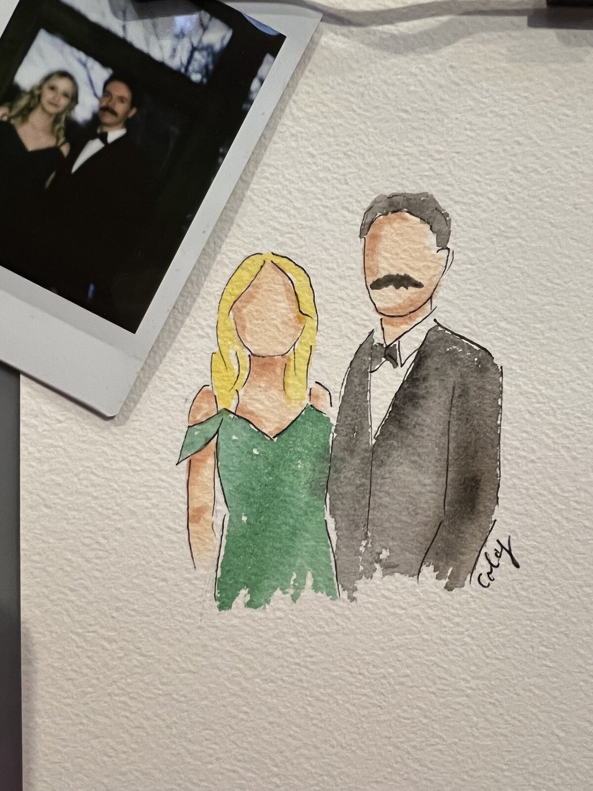 cute watercolor during wedding