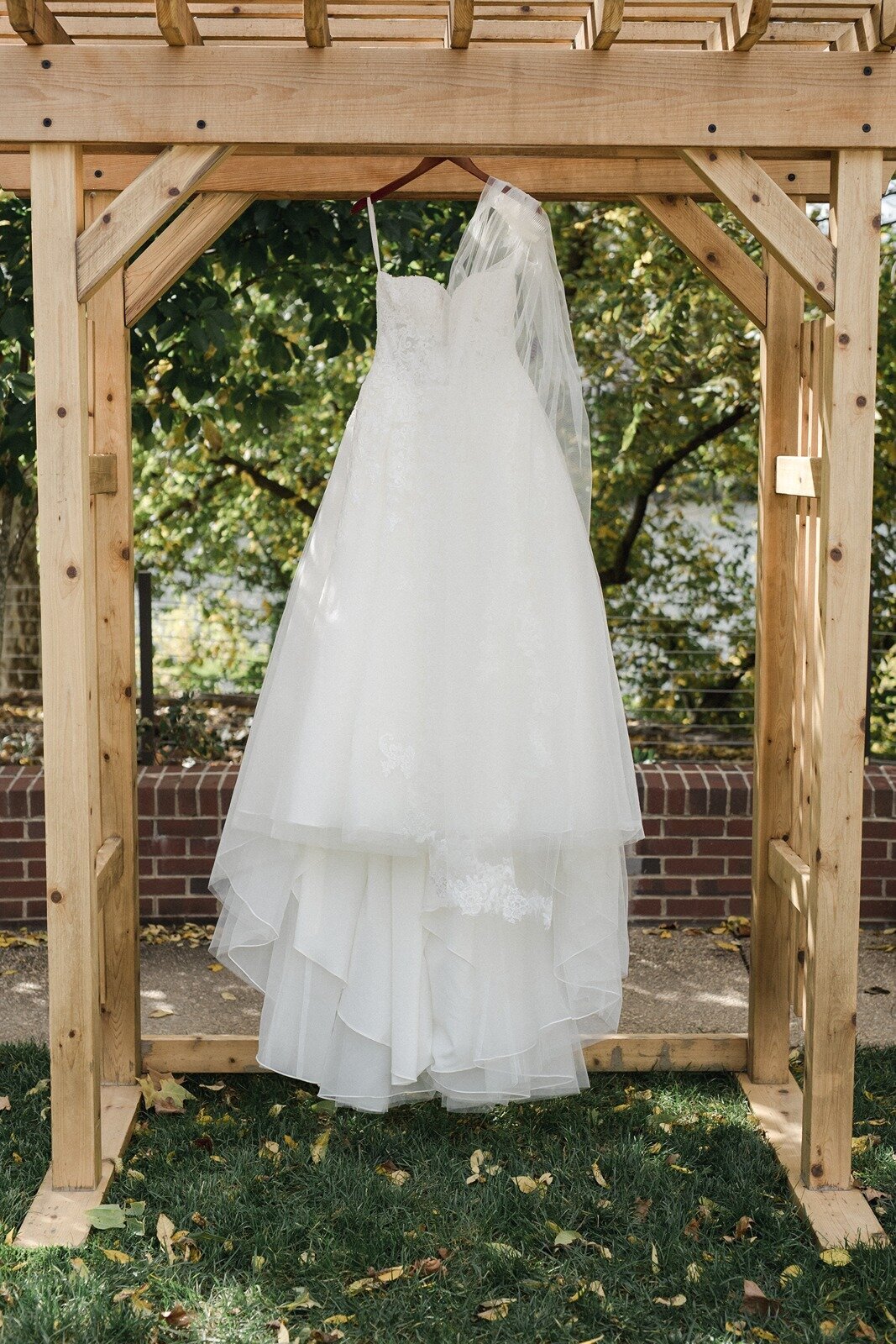 Brides white wedding gown