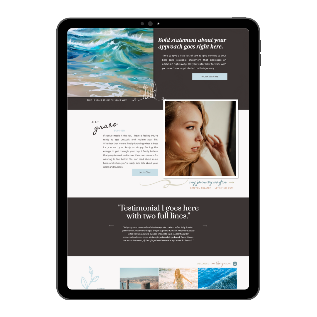 wellness coach website showit template boho a season of stories web design