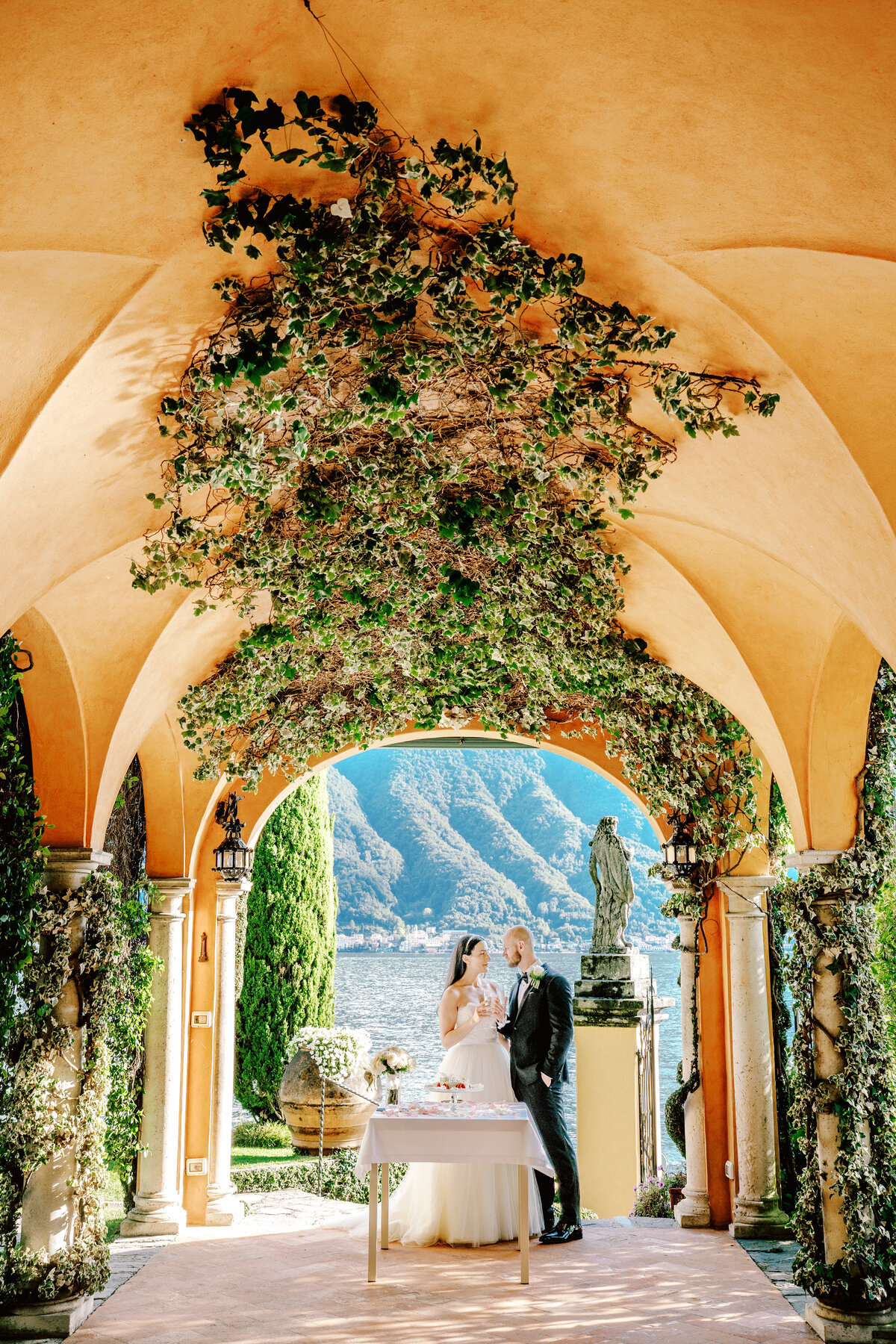 Film photograph of an elopement at Villa Cassinella on Lake Como Italy