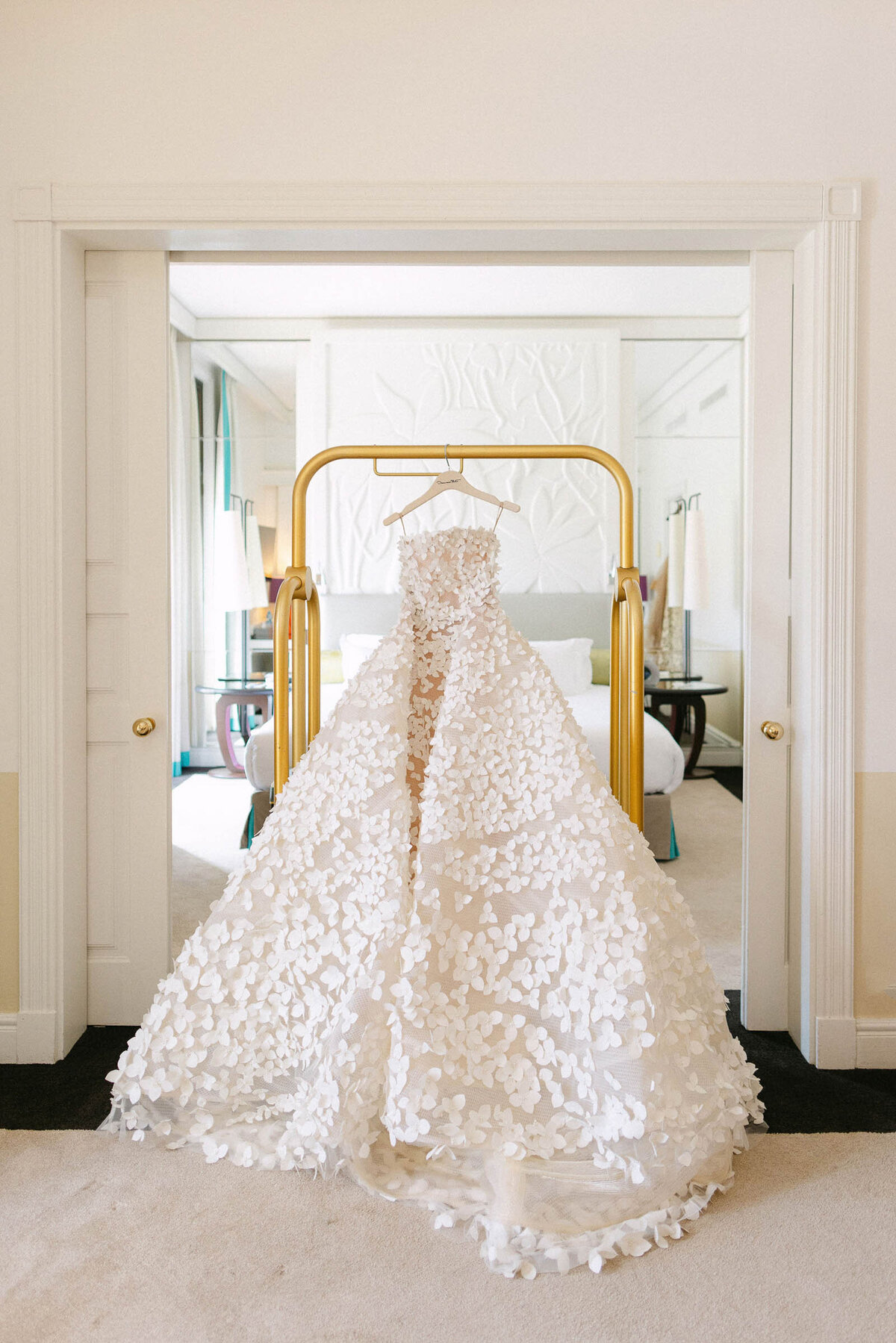 The spectacular wedding gown designed by Oscar De La Renta.