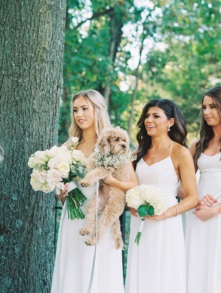 Bridesmiads during a destination wedding ceremony