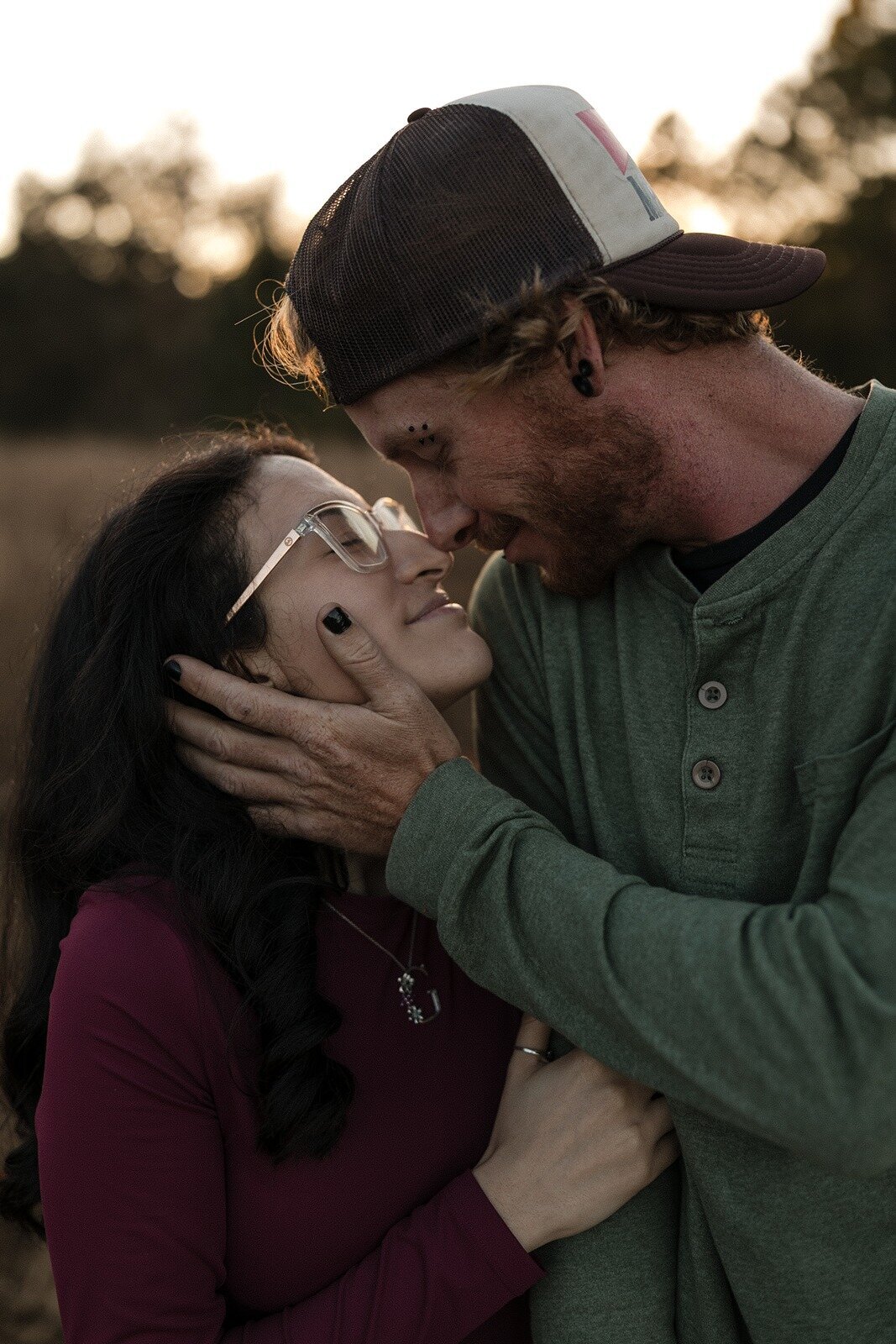 couple almost kissing