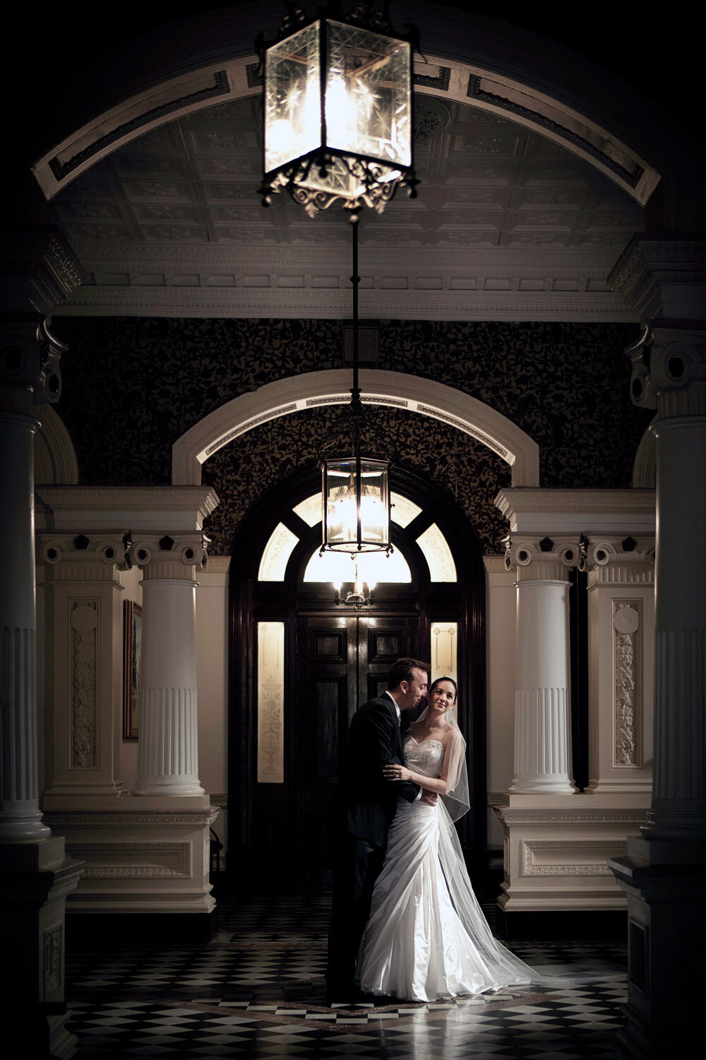 wedding couple at old building in Rockhampton QLD