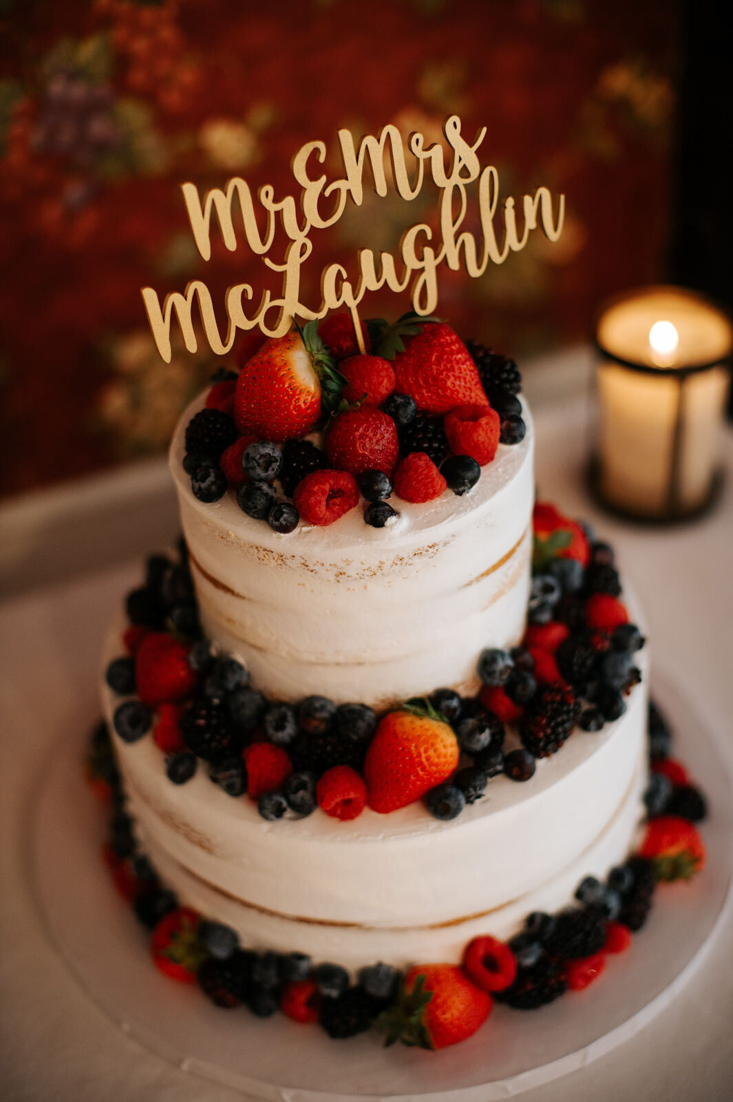 wedding cake with fruit vermont elopement dessert