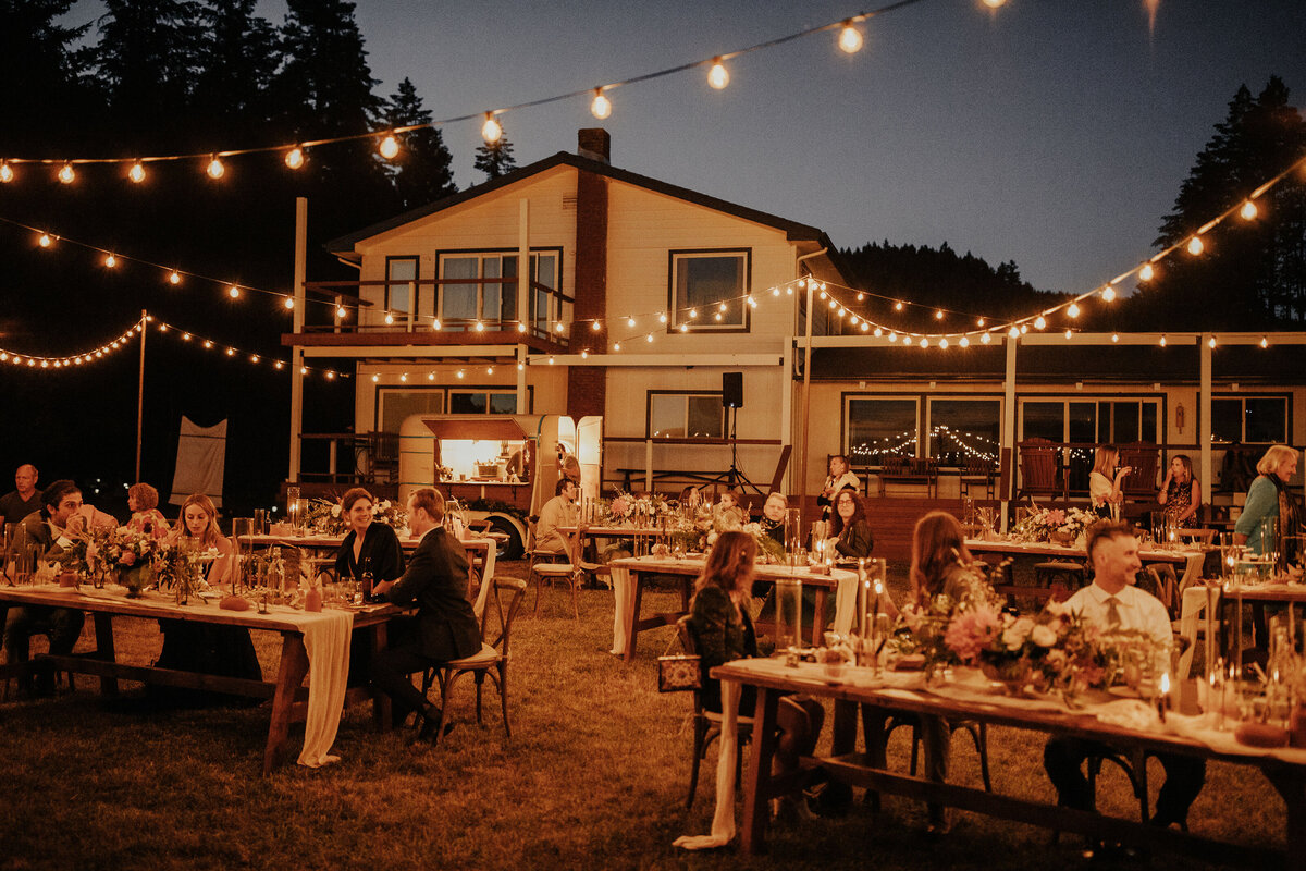 backyard wedding at night with the mobile bar
