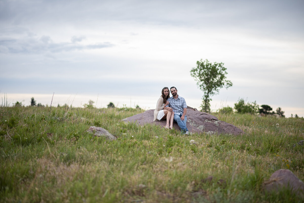 Front range engagement session in white dress