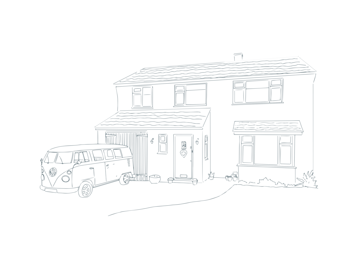 Line drawing The Willow Tree Bakery wedding cake design Oxfordshire The Cotswolds