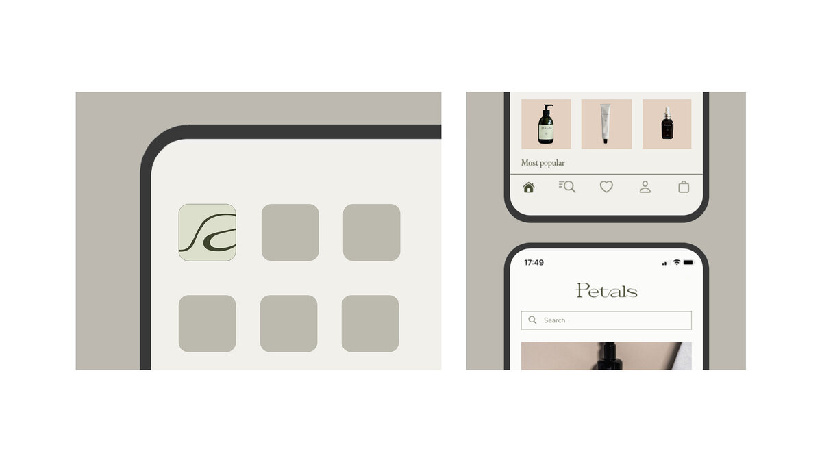 UI elements for a beauty brand