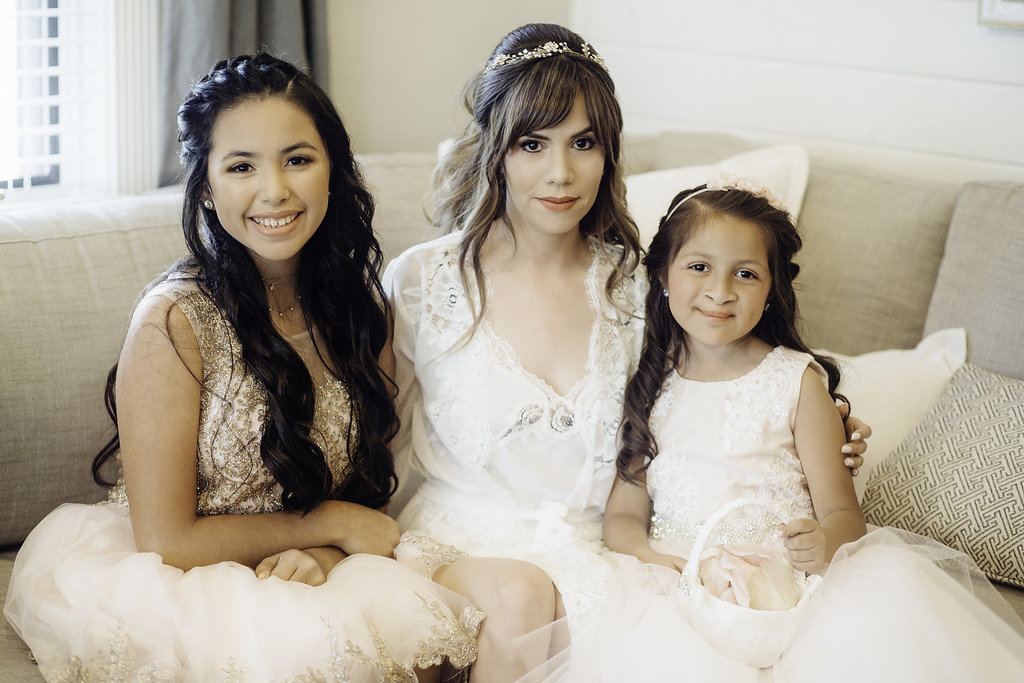 Wedding Photograph Of Three Girls in White Dresses Los Angeles